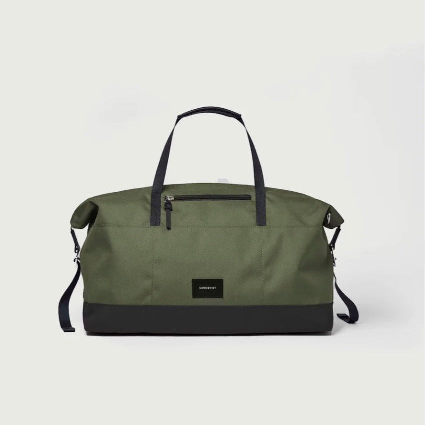 Sandqvist Milton - "Multi Clover Green" með svörtum leður detailum