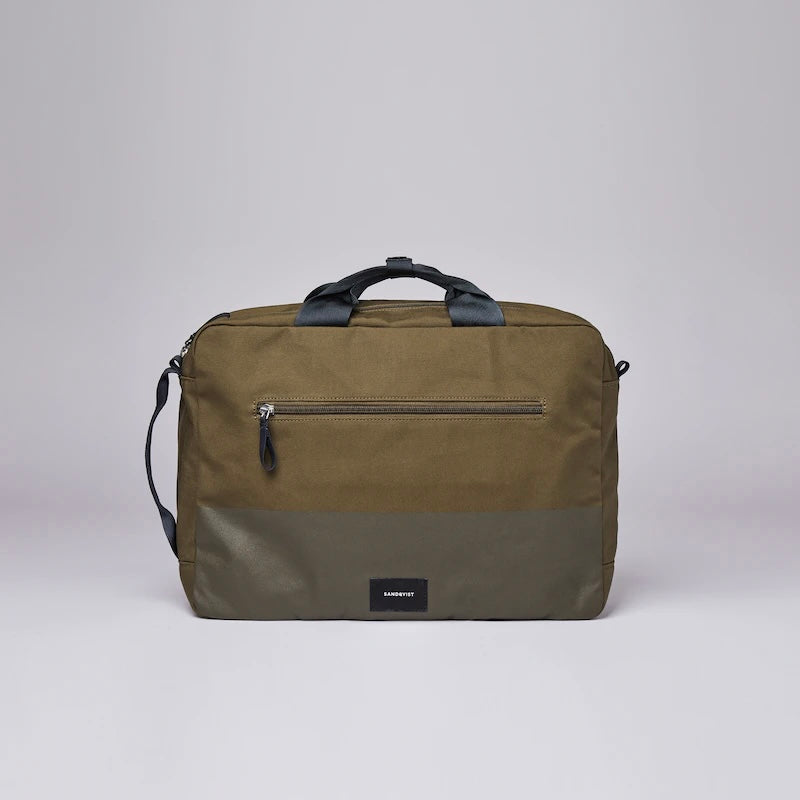 Sandqvist Bruno, ólífugræn vegan tölvutaska sem getur orðið að bakpoka