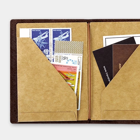 Traveler´s passport size Notebook – Innvols #10 Tveir brúnir vasar